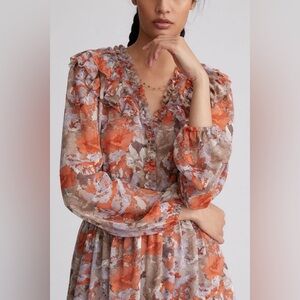 Anthropologie Dress | Current Air Floral Long Sleeve Mini Dress